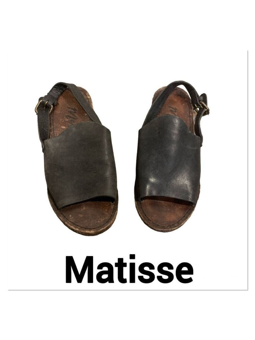 MATISSE Julio Black Leather Handmade Sandals size 7M